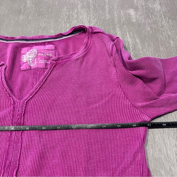 Anthropologie Pilcro thermal long sleeve women’s waffle knit split hem top small - Picture 15 of 16